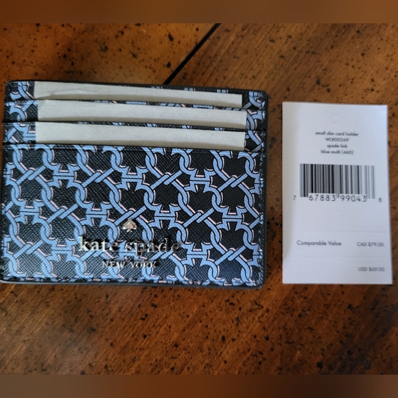 kate spade Handbags - NWT! KATE SPADE ♠️ Slim Card Holder in Blue Spade Link!